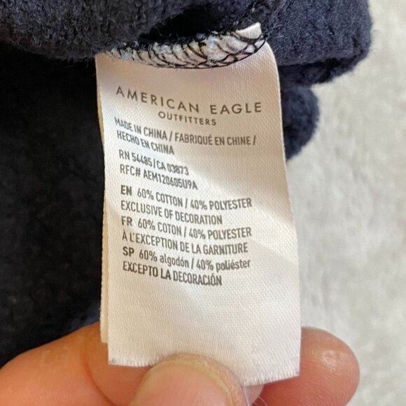 American Eagle Womans Navy Sweatshirt With "Peace" Patch Design Ah-Mazingly Soft - Picture 6 of 10